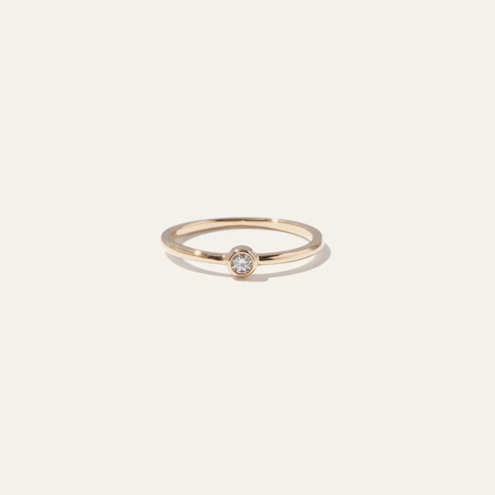 14K Gold Solo Diamond Bezel Ring - Quince, Size 7